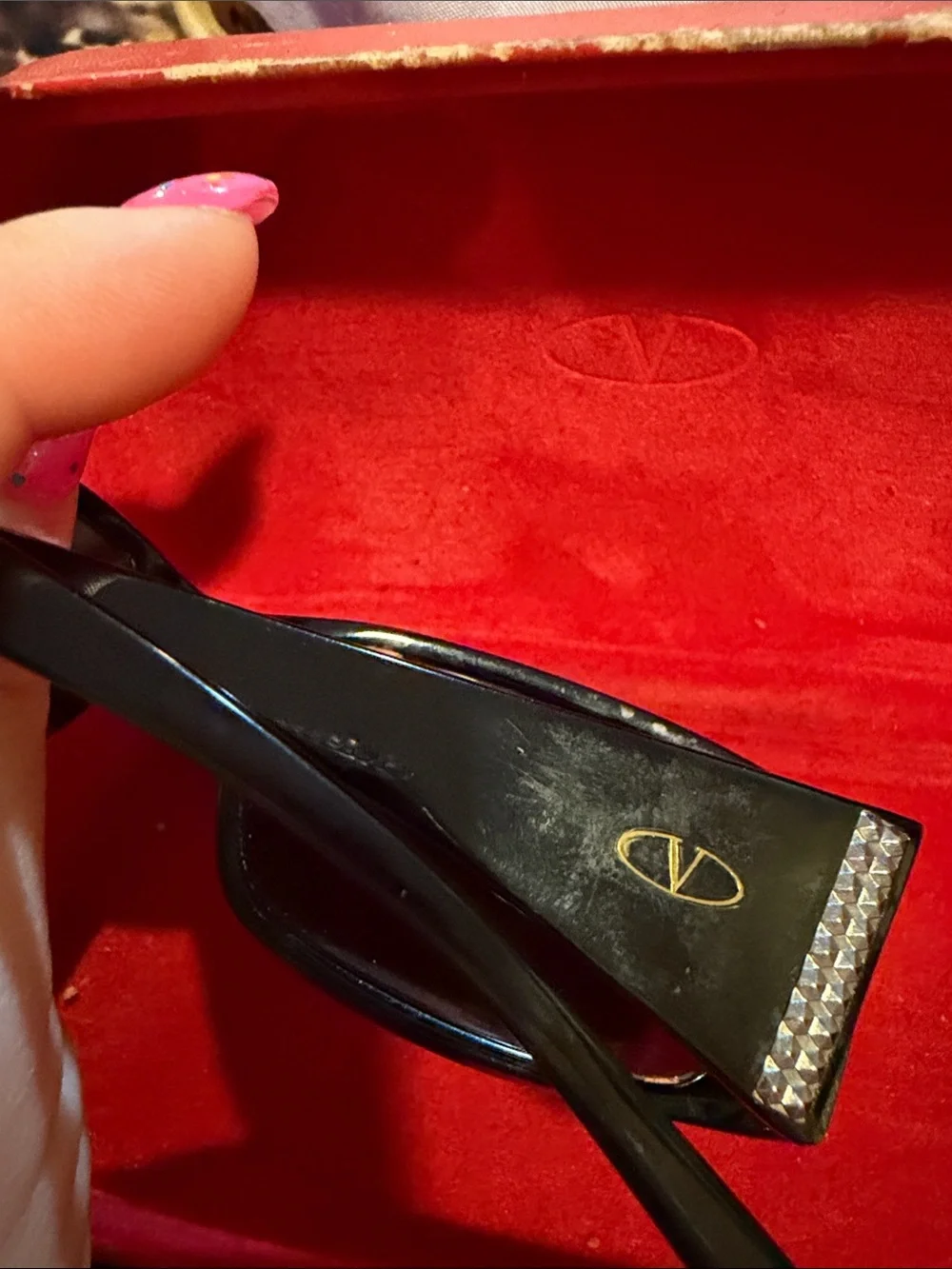 Authentic Valentino Black Women's Rectangular Sunglasses with Case